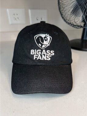 Big Ass Fans Black Baseball Cap Hat Black Adjustable Athletic Clasp